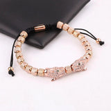 Stainless Steel Beads CZ Pave Leopard Charm Bracelet