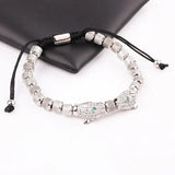 Stainless Steel Beads CZ Pave Leopard Charm Bracelet