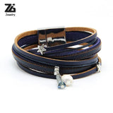 Punk Leather Bracelet Charms Bangle Vintage Jewelry