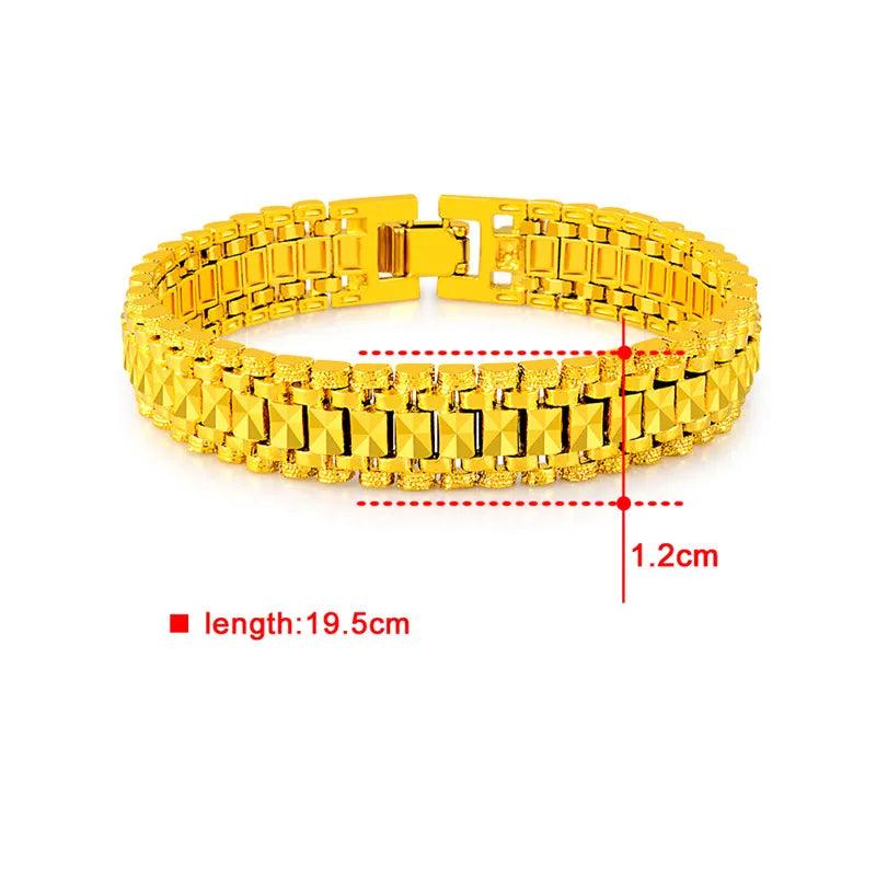24K Bracelet 12MM Strap Bracelet for Women & Men's Jewelry