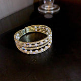 Geometric Zircon Crystal Bracelet Pearl Cuff Bracelet for Women