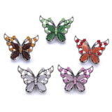 10pcs Butterfly Snap Buttons Rhinestone Jewelry for 18mm Charm Snaps Bracelet