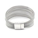 Wide Silver Mesh Bracelet for Women