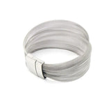 Wide Silver Mesh Bracelet for Women