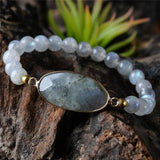 Rope Wrap Bracelet Labradorite Friendship Christmas Gift