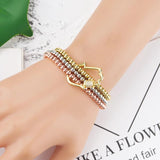 Crown Heart Lock Charms Beads Bracelet for Women