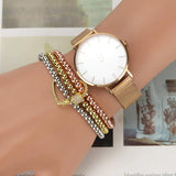 Crown Heart Lock Charms Beads Bracelet for Women