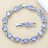 Purple Crystal Silver Bracelet Health Jewelry for Women