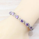 Purple Crystal Silver Bracelet Health Jewelry for Women