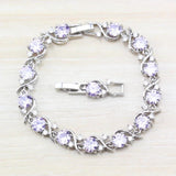 Purple Crystal Silver Bracelet Health Jewelry for Women