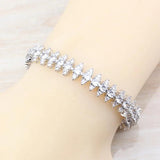 Princess Zircon Silver Jewelry Adjustable Chain Bracelet 21CM