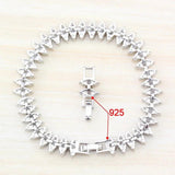 Princess Zircon Silver Jewelry Adjustable Chain Bracelet 21CM