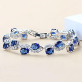 8-Color CZ Link Chain Bracelet Women Wedding Dress Costume