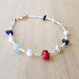 Seed Pearl Bracelet Sterling Silver Rice Pearl Link Chain Bracelet