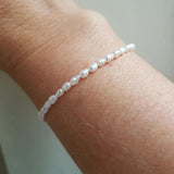 Seed Pearl Bracelet Sterling Silver Rice Pearl Link Chain Bracelet
