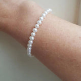 Seed Pearl Bracelet Sterling Silver Rice Pearl Link Chain Bracelet