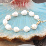 Seed Pearl Bracelet Sterling Silver Rice Pearl Link Chain Bracelet