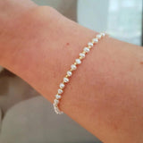 Seed Pearl Bracelet Sterling Silver Rice Pearl Link Chain Bracelet
