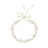 Pink Enamel Hamsa Hand Charm Tennis Chain Bracelet