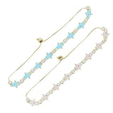 Pink Enamel Hamsa Hand Charm Tennis Chain Bracelet