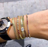 Colorful Round Rainbow Charm CZ Slider Bracelet