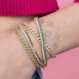 Colorful Round Rainbow Charm CZ Slider Bracelet