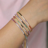 Colorful Round Rainbow Charm CZ Slider Bracelet