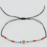 Colorful Beaded Eye Charm Bracelets Set for Women