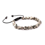 Pyrite Brown Tiger Eye Beaded Friendship Bracelet Men Jewelry