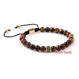 Pyrite Brown Tiger Eye Beaded Friendship Bracelet Men Jewelry