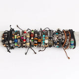 Mixed Metal Leather Cuffs Ghost Bracelets (6 Pieces)