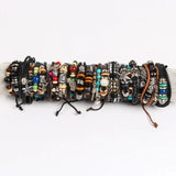 Mixed Metal Leather Cuffs Ghost Bracelets (6 Pieces)