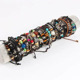 Mixed Metal Leather Cuffs Ghost Bracelets (6 Pieces)