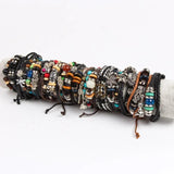 Mixed Metal Leather Cuffs Ghost Bracelets (6 Pieces)