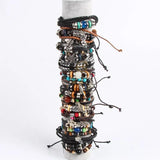 Mixed Metal Leather Cuffs Ghost Bracelets (6 Pieces)