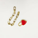 Rongho Vintage Red Lock Heart Bracelet Punk Metal Star Femme Jewelry
