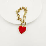 Rongho Vintage Red Lock Heart Bracelet Punk Metal Star Femme Jewelry