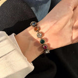 Rongho Vintage Crystal Bracelet Metal Lion Head Charms Rainbow Jewelry