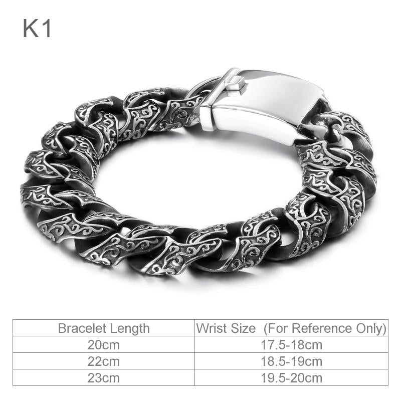 Hip Pop Mens Cuban Link Chain Bracelet Stainless Steel Vintage