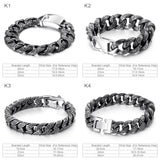 Hip Pop Mens Cuban Link Chain Bracelet Stainless Steel Vintage