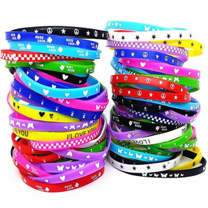 100pcs Kids Silicone Bracelet Wristband Assorted Colors Love Bangle Family Party