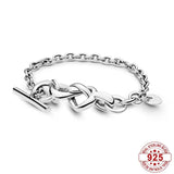 925 Silver Heart Knot Chain Bracelet Birthday Gift