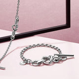 925 Silver Heart Knot Chain Bracelet Birthday Gift