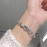 925 Silver Heart Knot Chain Bracelet Birthday Gift