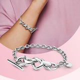 925 Silver Heart Knot Chain Bracelet Birthday Gift