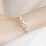 925 Silver Heart Knot Chain Bracelet Birthday Gift