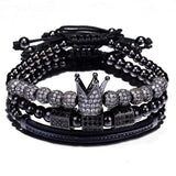 3pcs/Set Zircon Hip Hop Bracelets Men CZ Charm Braided Pulseira