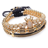 3pcs/Set Zircon Hip Hop Bracelets Men CZ Charm Braided Pulseira
