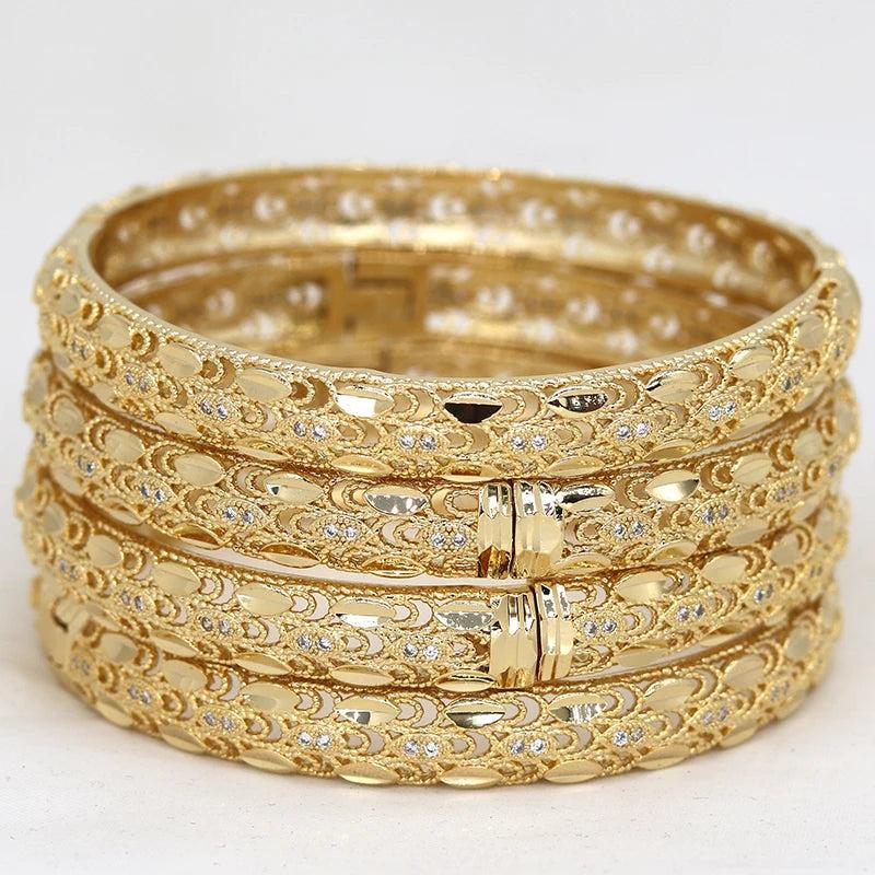 Dubai Bangles For Women Girl rhinestones Jewelry 14k  plated Africa