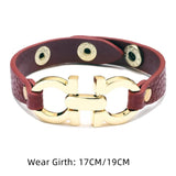 Spring Female Leather Bracelets Office Lady Metal Clasp Brown PU Wristband